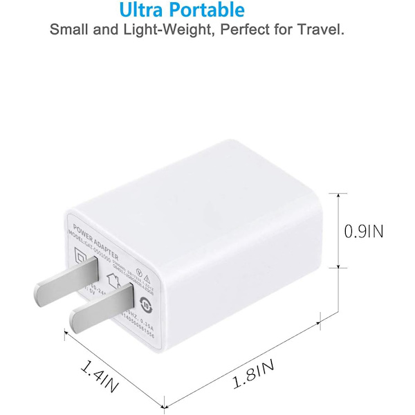 USB-väggladdare 5V 2A AC-strömadapter (vit 2-pack)