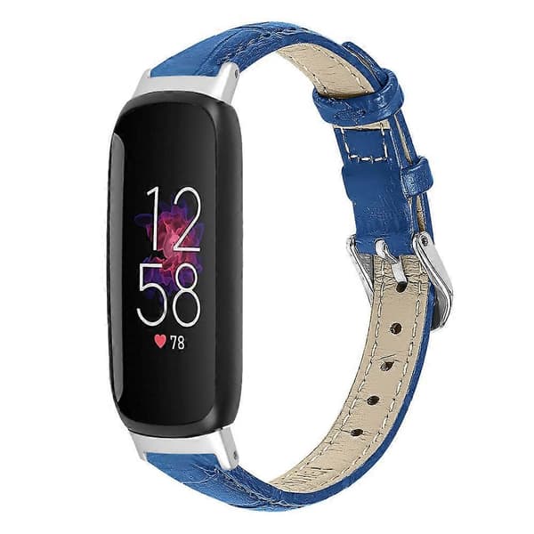 Erstatningsrem til Fitbit Inspire 3, Bambusmønstret PU-læder, Justerbar Urrem Blue