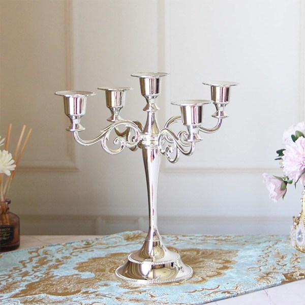 Amerikansk Vintage Ljusstake - Silver 5 huvuden