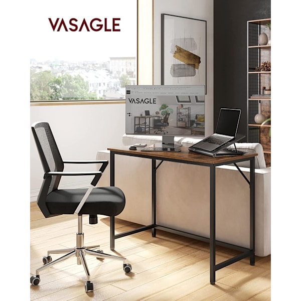 Vasagle datorskrivbord, skrivbord, litet kontorsbord, 50 x 100 x 75 cm, brun och svart