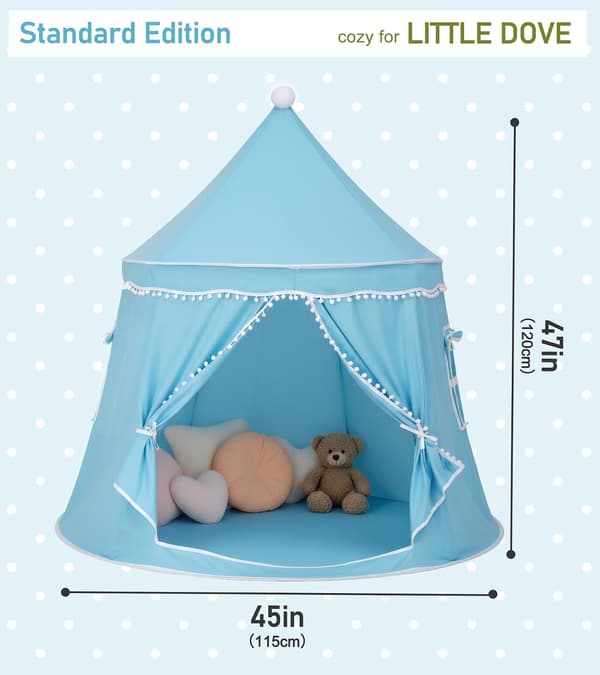 Stort legetelt til børn – Yurt-design legetelt med taske, perfekt gave til børn lyseblå Light Blue