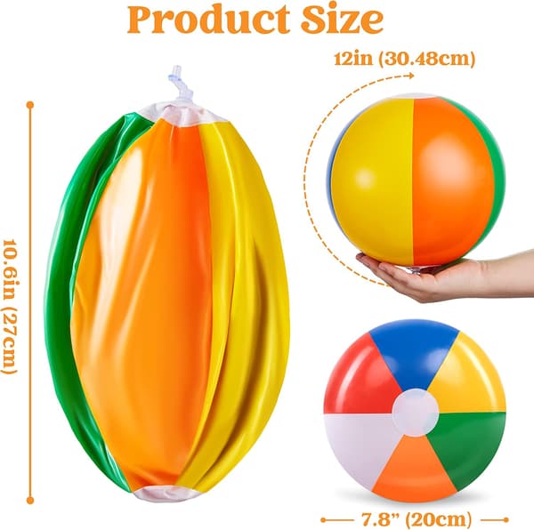 Regnbågsbadbollar (12-pack), 30 cm uppblåsbara poolleksaker för sommarvattenlek, barnkalas