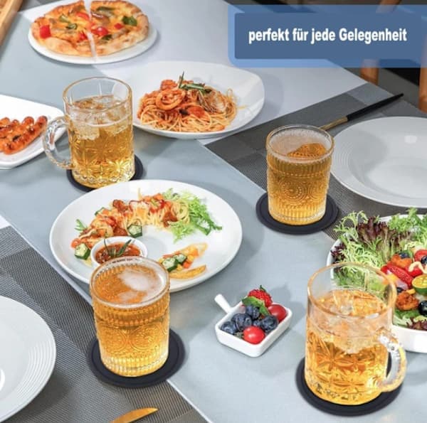 12-pack Reversible Silicone Coasters - Round, Stable, and Non-Slip with Metal Stand for Easy Organized and Tidy Storage