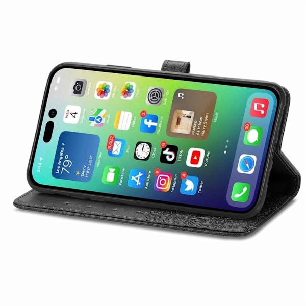 Mandala läder iPhone 14 fodral - Svart Svart