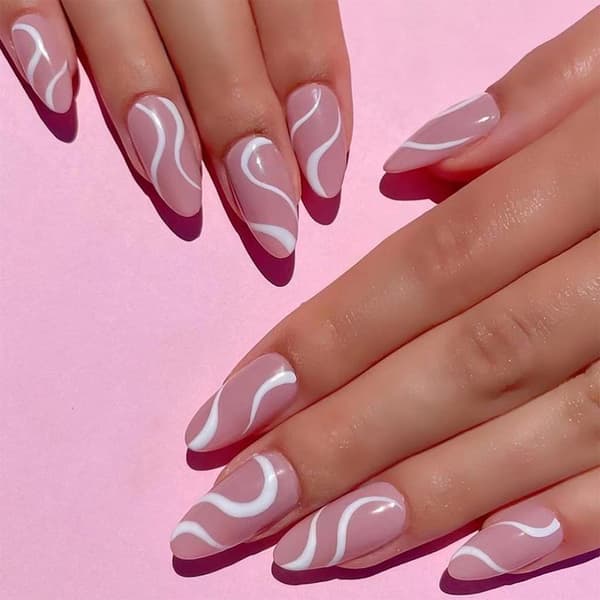 Press-on negler middels lengde mandelform rosa negler Glo