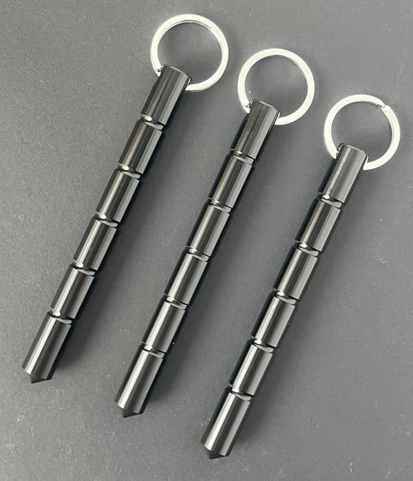 Solid Svart Aluminium Kubaton Nyckelring, Säkerhets Självförsvarsvapen för Kvinnor och Flickor, 3-pack, Stor