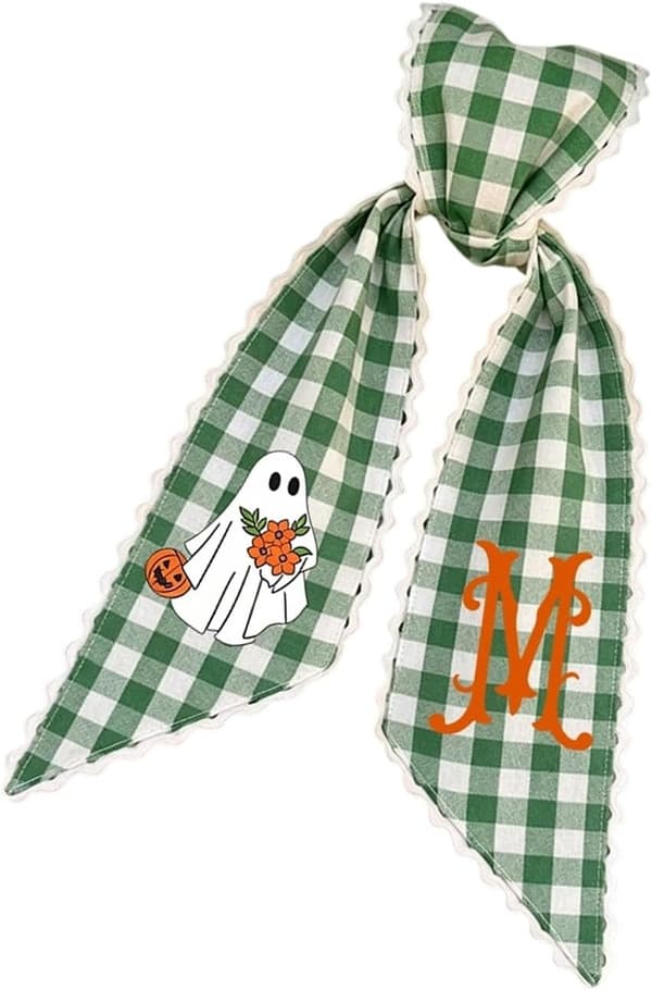 Halloween flosset sløjfe – lang hale, bindebånd, genanvendelig veranda krans & dørpynt