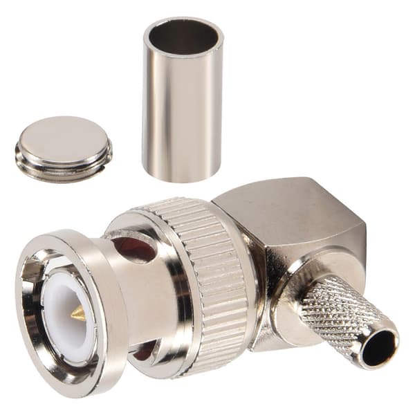 BNC hanstik retvinklet crimp til RG58 RG400 RFC195 RF koaksialadapterstik, sølv