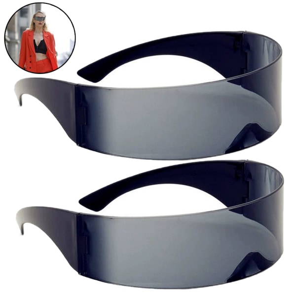 Futuristiska Cyclops Visor solglasögon med halvgenomskinliga tillbaka till framtidens kostym solglasögon för män kvinnor