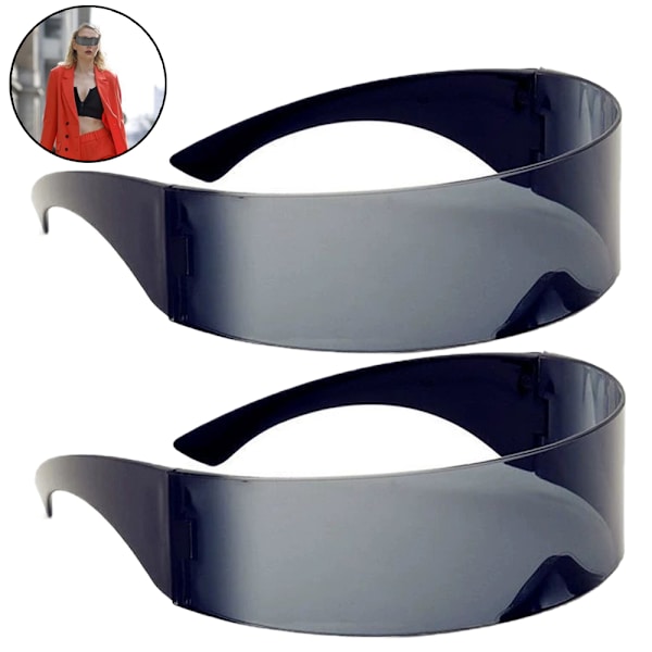 Futuristiska solglasögon Space Cyclops Wrap Around Glasögon Ramlösa Genomskinliga Spegelglas