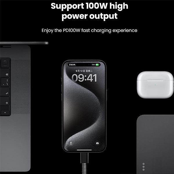 USB-C till USB-C 100W Magnetisk Snabbladdningskabel Självrullande USB Typ C Snabbladdningsdatakabel För Och