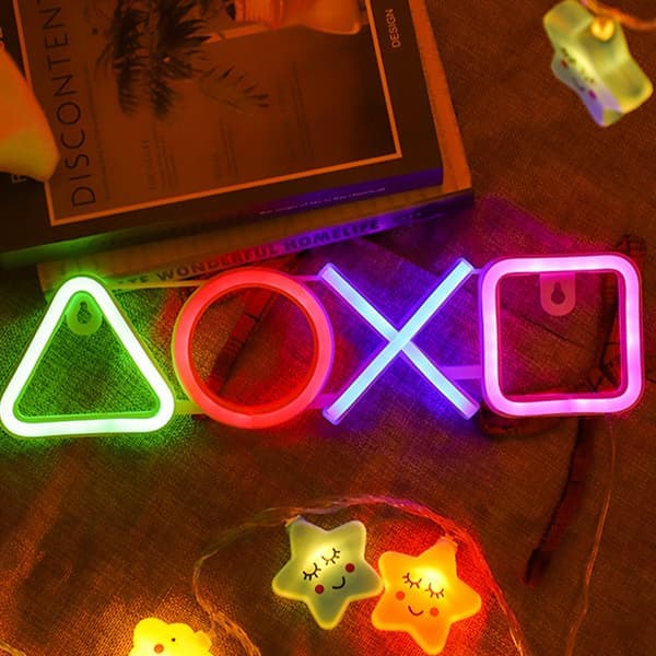 Spelikoner Ljus USB-driven Spel Neonskylt för Väggdekor Spelbordstillbehör och Spelrumsdekor för Sovrum 14 \" x 5.9 \"