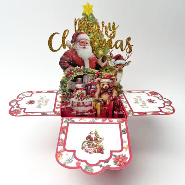 Premium 3D Pop-Up Box Julkort med jultomten – Perfekt för julklappar