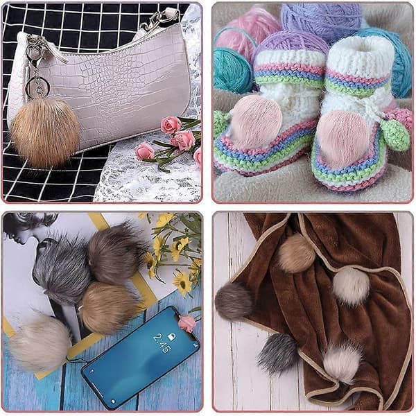 20 stykker DIY imiteret rævepels fluffy pompom med elastisk løkke til hatte, nøgleringe, tørklæder, handsker, tasker