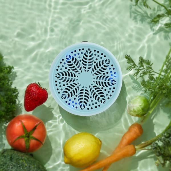 Portable Fruit Cleaning Machine - Mini Vegetable Washer with 3 Modes, 8 Liter Capacity, IPX7 Waterproof, Titanium Electrolysis (Sky Blue)