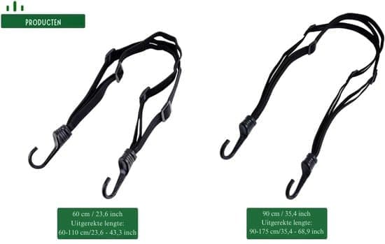 Cykelbagagestropper - 2 stk. - Elastiske stropper - Med kroge - Elastiske stropper til motorcykler/cykler - Bagagebungee - Flade stropper 60 cm+60 cm