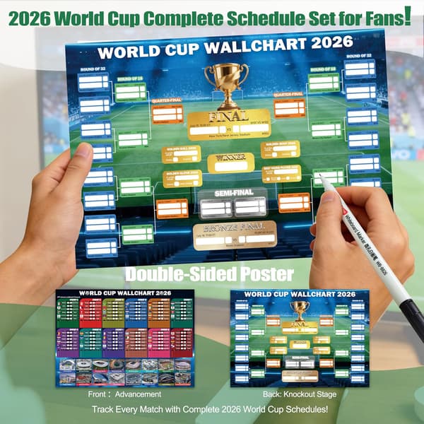 VM 2026 Fodbold Fan Support Kit 11 dele, VM Merchandise til Fans Tilbehør, Flag, Halstørklæde, Briller, Jubelpinde, Klapper & Kampprogram Plakat (Braz