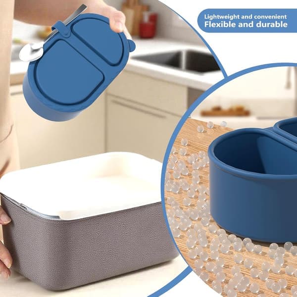 Silicone Dual Compartment Spice Box, Snack Container, Dishwasher Safe, Stackable Snack Box, Storage Box