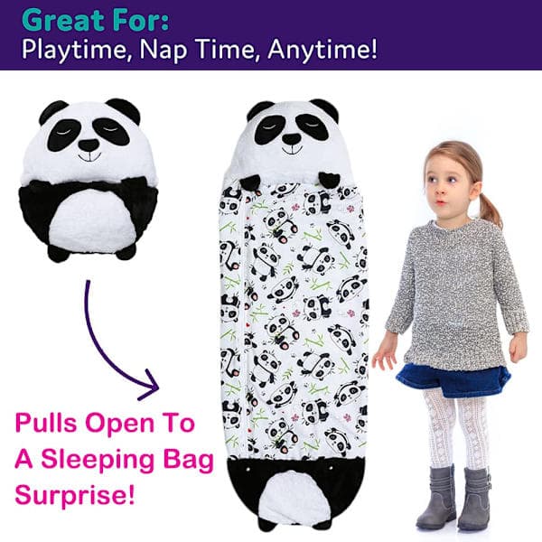 Sovepose panda 2-i-1 sparkebeskyttelse tegneserieteppe (180×70 cm)