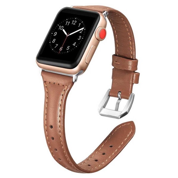 Läderband Kompatibelt med Apple Watch Band, Ersättningsarmband Sport Rem för Iwatch Serie 5 4 3 2 1 med Rostfritt Stål Spänne 38-40mm Svart