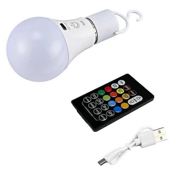 E27 RGB Rechargeable Lamp with Remote Control and Timer Dimmable Touch Control 2700
