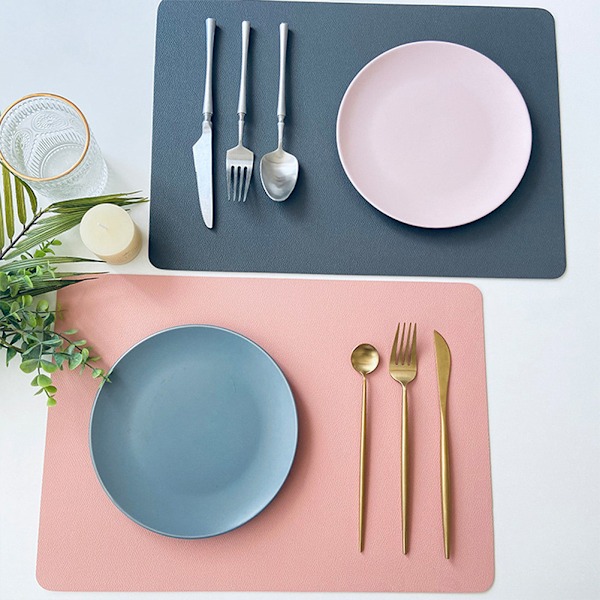 Enfärgad isolerad bordsunderlägg Vattentät oljetät bordsdyna för hemhotell Pink Pink