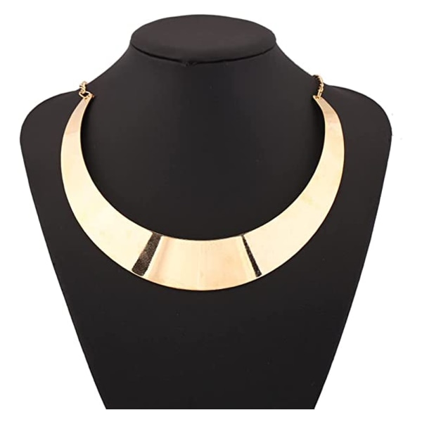 Polerade stålhalsband för kvinnor, rostfritt stål guld statement halsband öppen choker bib halsband smycken