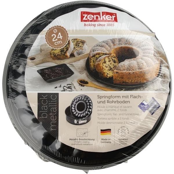 Black Metal Springform Pan and Cake Tin, Removable 24 cm Double Steel Bottom Pan with Teflon Non-Stick Coating