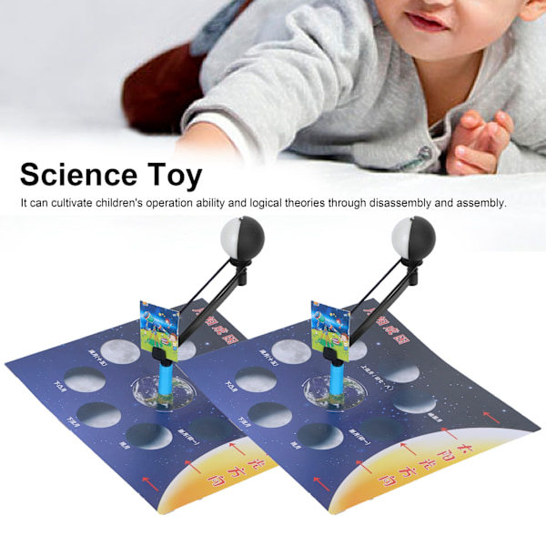 2 Set Barn Experiment Montering Utrustning Kit Måne Fas Modell DIY Vetenskap Undervisning Leksak