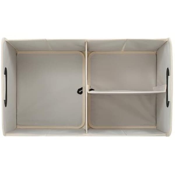 Bilbagageorganisator, sammenklappelig, holdbar, med flere rum og justerbare stropper (beige)