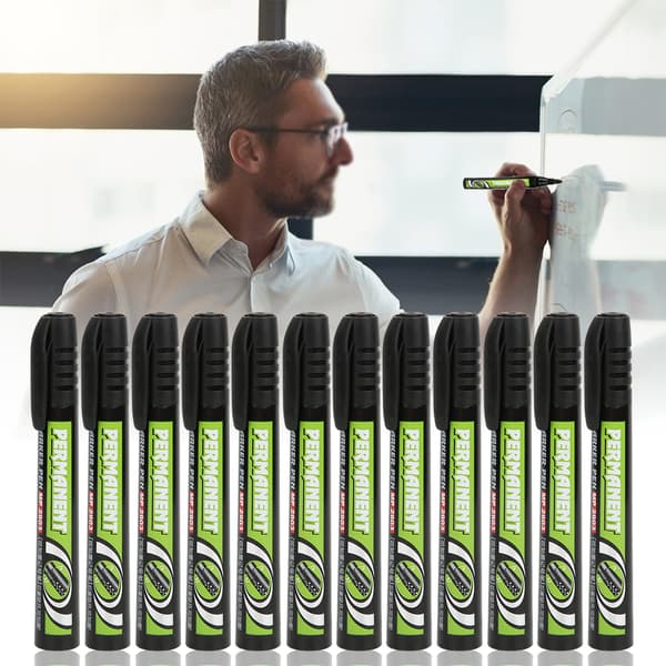 12 pcs large capacity whiteboard pens, erasable plastic shell, office supplies, black