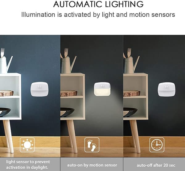 LED natlys, [2-pak] bevægelsessensor natlys, væglampe, bevægelsessensor skabslys, trappe_tfrf