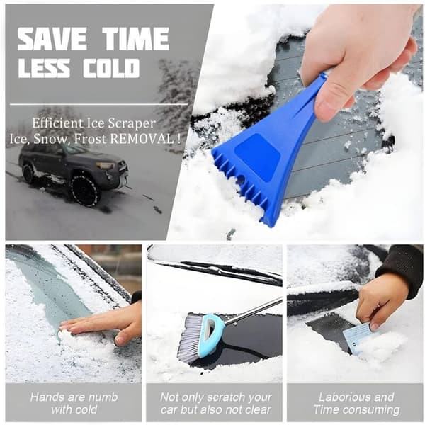 Winter Car Window Snow Shovel, Ice Scraper with Soft Non-Slip Handle, Plastic Ice Shovel, Car Snow Shovel, Winter Windshield Tool (2 Pieces - Blue)