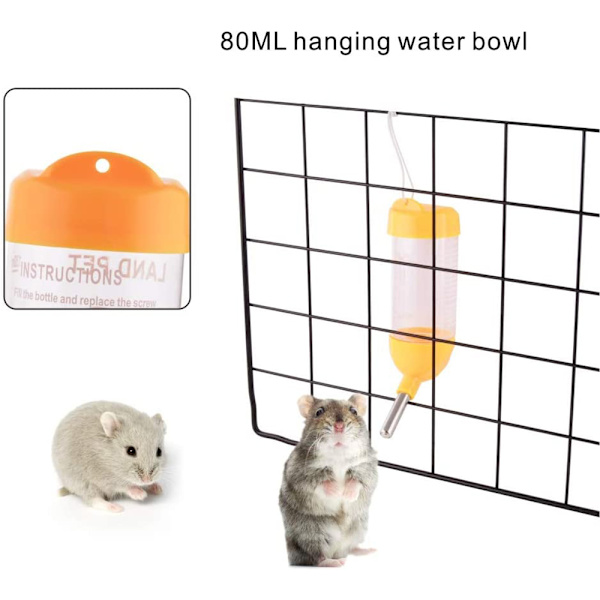 Hamster Vattenflaska, Liten Husdjur Automatisk Drickflaska med Matbehållare Bas Hut Hängande Vattenmatningsflaskor Automatisk Dispenser för Smådjur