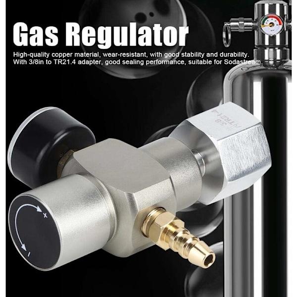 2 i 1 CO2-adapter Mini Soda CO2-gasregulator Tryckmätare med 3/8 tum till TR21.4-adapter för Sodastream