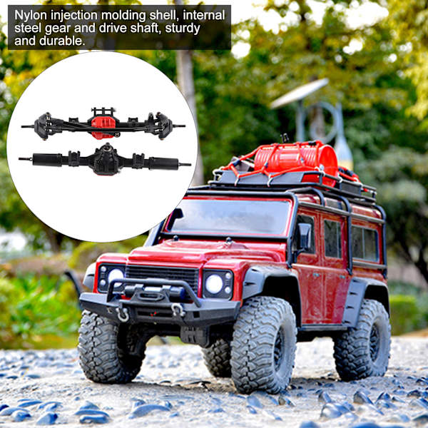 Komplett framaxel med 2 st metaldrivaxlar, fram och bak, passar till 1/10 Axial SCX10 I SCX10 II RC-bil