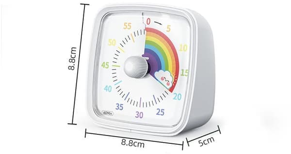 Køkkentimer - Timer til børn - Visuel timer - Læringstimer - Mini 60 minutters nedtælling - Med natlys - Plastkonstruktion - Hjem - Kontorbrug