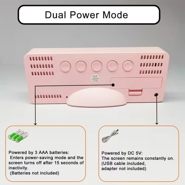 Mini Tyst Digital Väckarklocka – Minimalistisk USB/Batteridriven Bordsklocka för Sovrum och Studentrum Rosa Pink