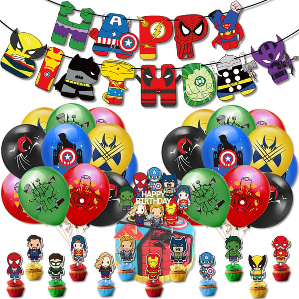 Superhelt Festutstyr Dekorasjoner Spiderman Iron Man Kaptein