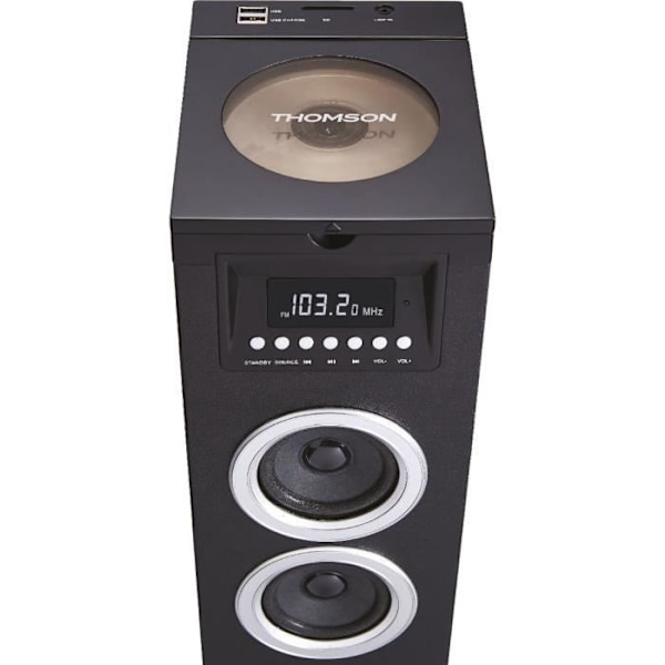 THOMSON DS120CD - Multimedia högtalartorn - CD -spelare - 60W - Bluetooth, USB, FM -radio - LED -display - Svart