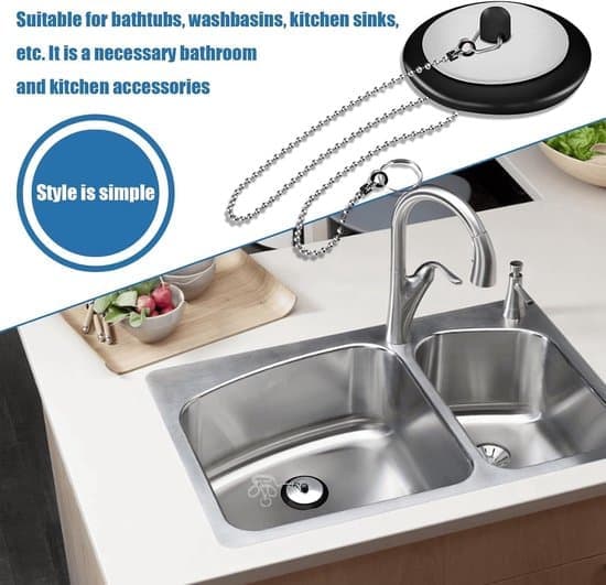 2 Pieces - Bathtub Plug - Sink Plug - Basin Plug - Replacement Drain Plug - With Chain - Suitable for Bathroom and Kitchen