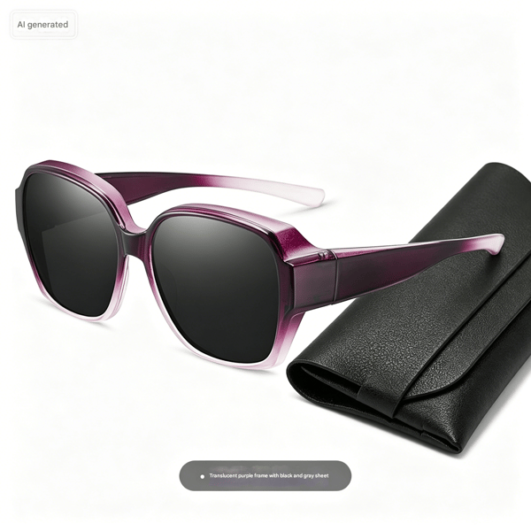 Polariserade Suncovers Solglasögon Över Glasögon Tebrun Genomskinlig Gradient lila båge 3 3