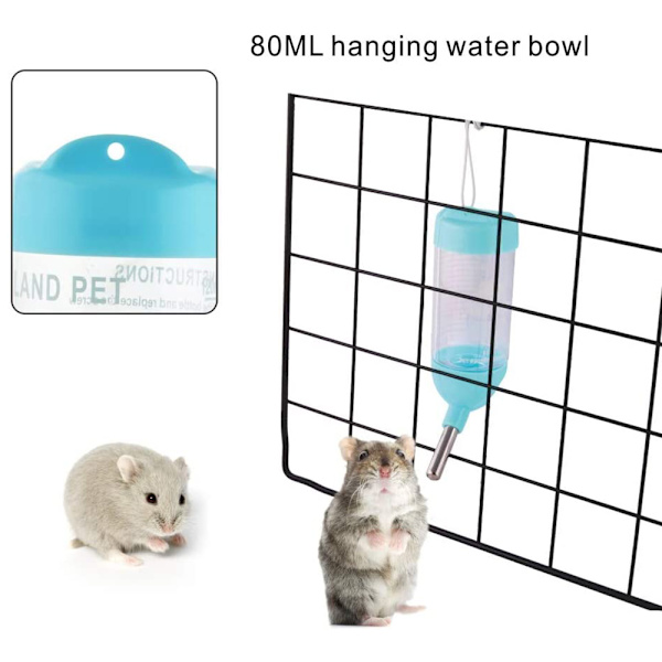 Hamster Vattenflaska, Liten Husdjur Automatisk Drickflaska med Matbehållare Bas Hut Hängande Vattenmatningsflaskor Automatisk Dispenser för Smådjur