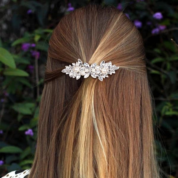 Rhinestone Hårklemme Mousserende Krystal Perle Hårspænder Fransk Bryllup