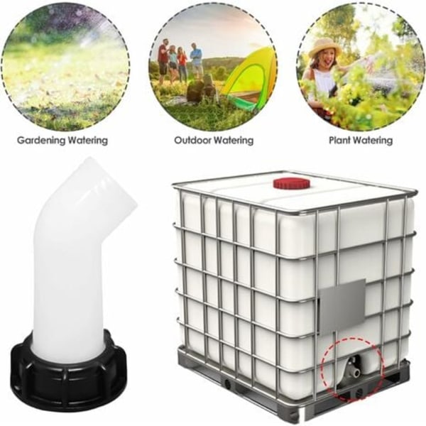 Avtappningsrör med mutter IBC 1000L Vattentank Munstycke Ventil Anslutning Förlängningsslang Munstycke IBC Adapter för IBC Tank Kran Anslutning 2 Tum