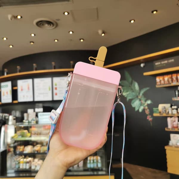 Ispinne Drikkekopp 300ml Kreativ Is Plast Ispinne Justerbar Stropp Drikkekopp (Rosa) C