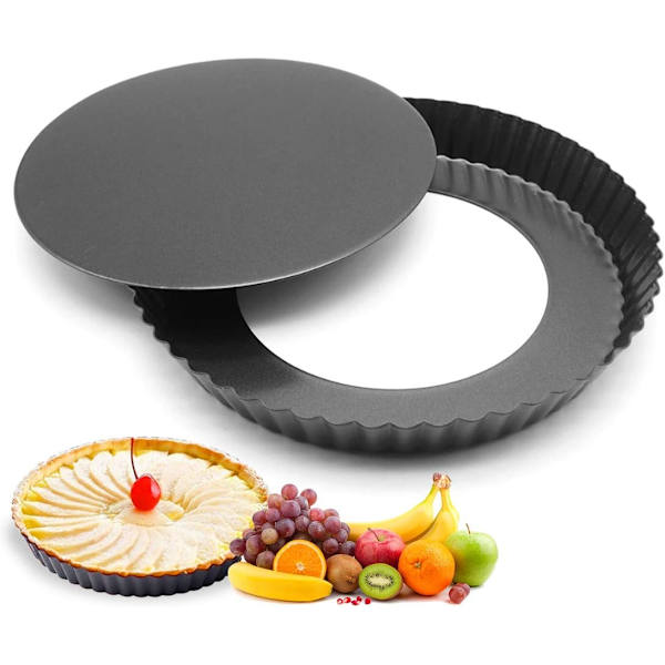 Tårtform, quicheform, läcker fruktkakform 28 cm, bakform med upphöjd bas, vågig kant, non-stick beläggning, skärbeständig, rund, plåt