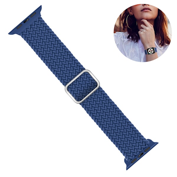 Flätat Solo Loop-kompatibelt armband för Apple Watch för kvinnor och män, stretchiga nylonelastiska armband för iWatch Series svart 38/40/41mm