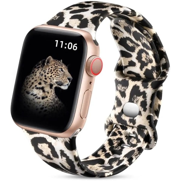 Armband i silikon för Apple Watch, LEOPARD, 42/44/45 mm, Multicolor, Storlek S