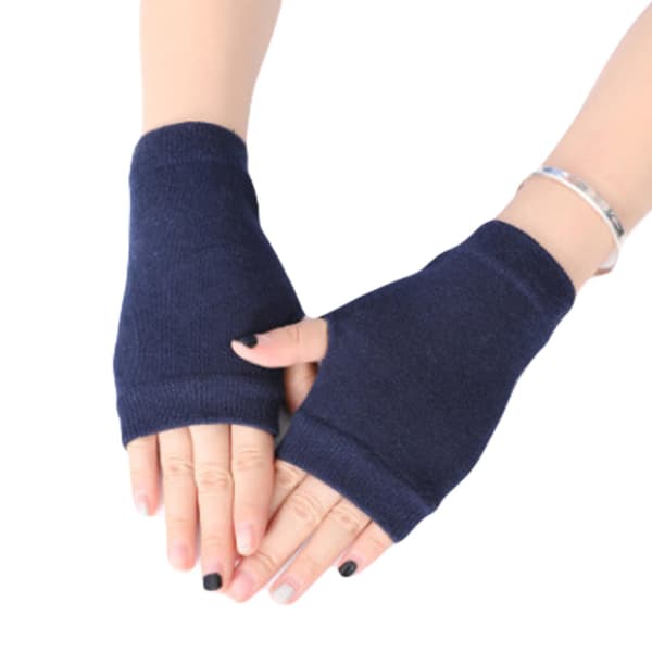 Fingerless Gloves Stretchy Knitted Thumbhole Mittens Solid Color Short Hand Warmers 5